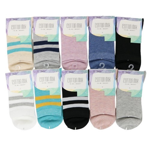 【オシャレに足元コーデ☆】 婦人　綿混クルー丈ソックス　無地ライク柄/アソートA/26SS