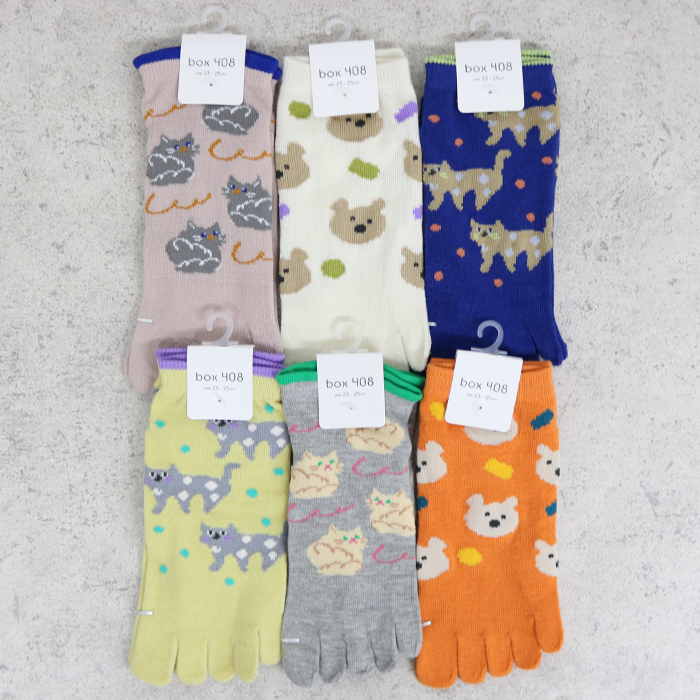 婦人ショート丈5本指ソックス　動物柄