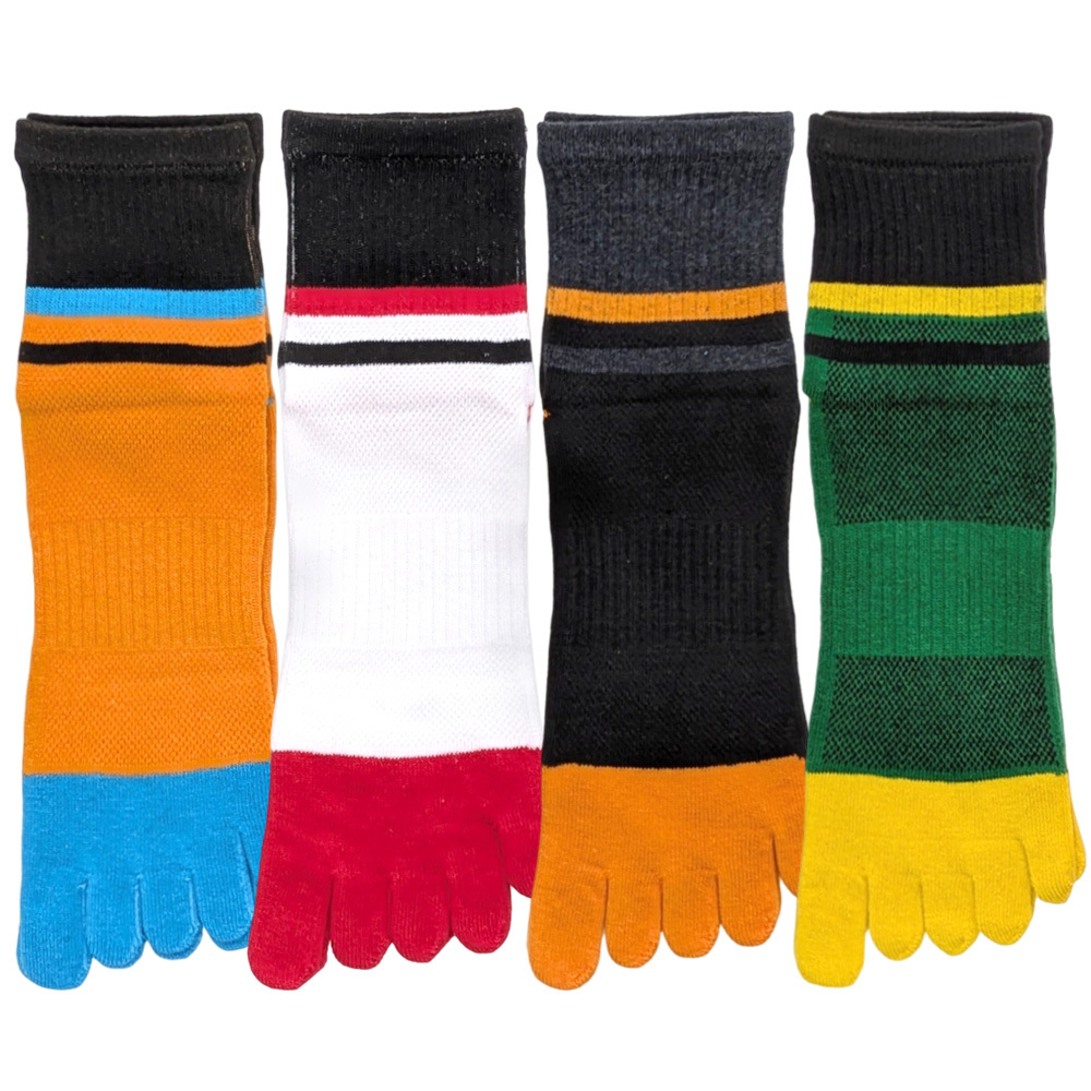 【年間定番】 紳士ミドル丈5本指ソックス　スポーツ柄A/かかと&サポート付き/甲メッシュ