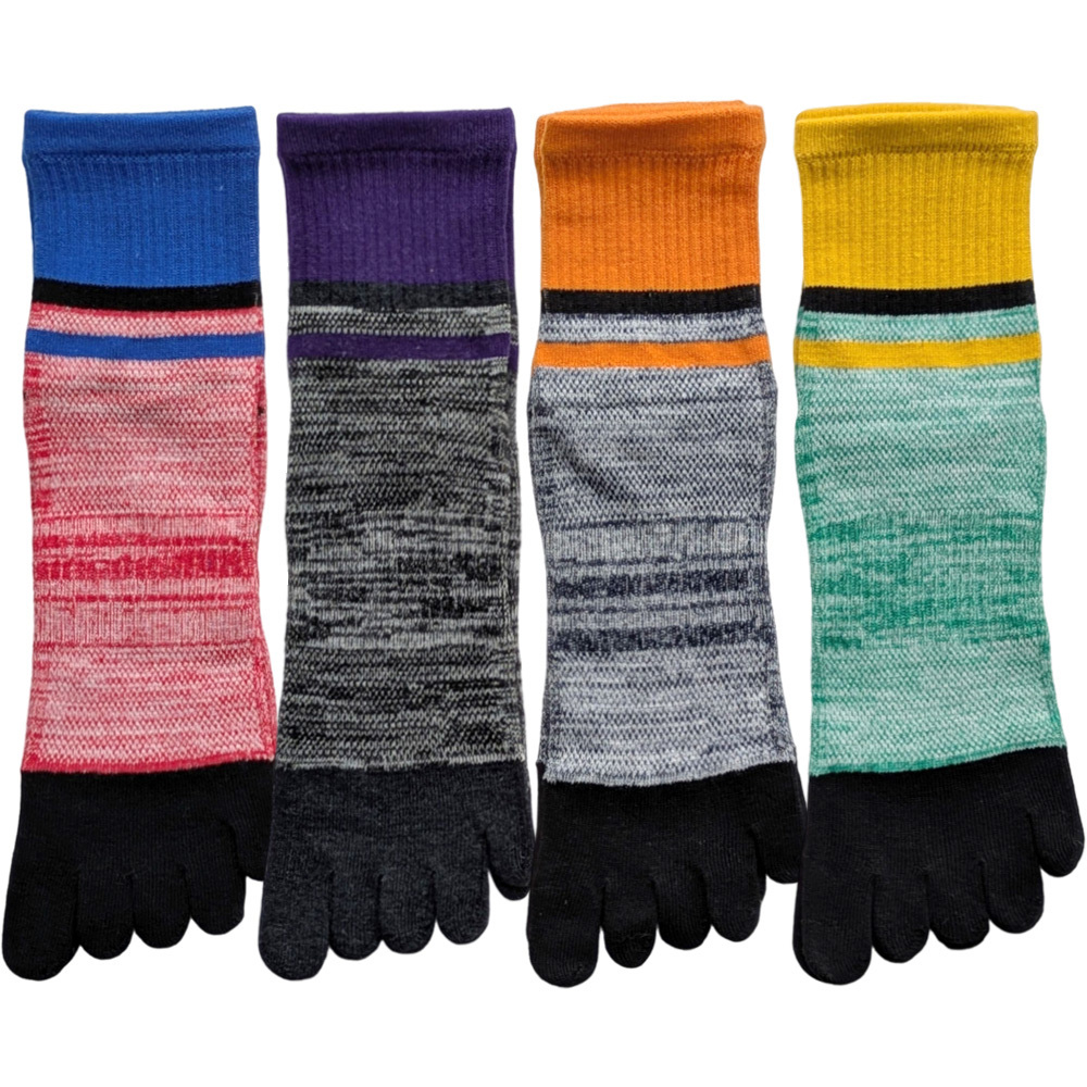 【年間定番】 紳士ミドル丈5本指ソックス　スポーツ柄D/2サイズ展開/かかと&サポート付き