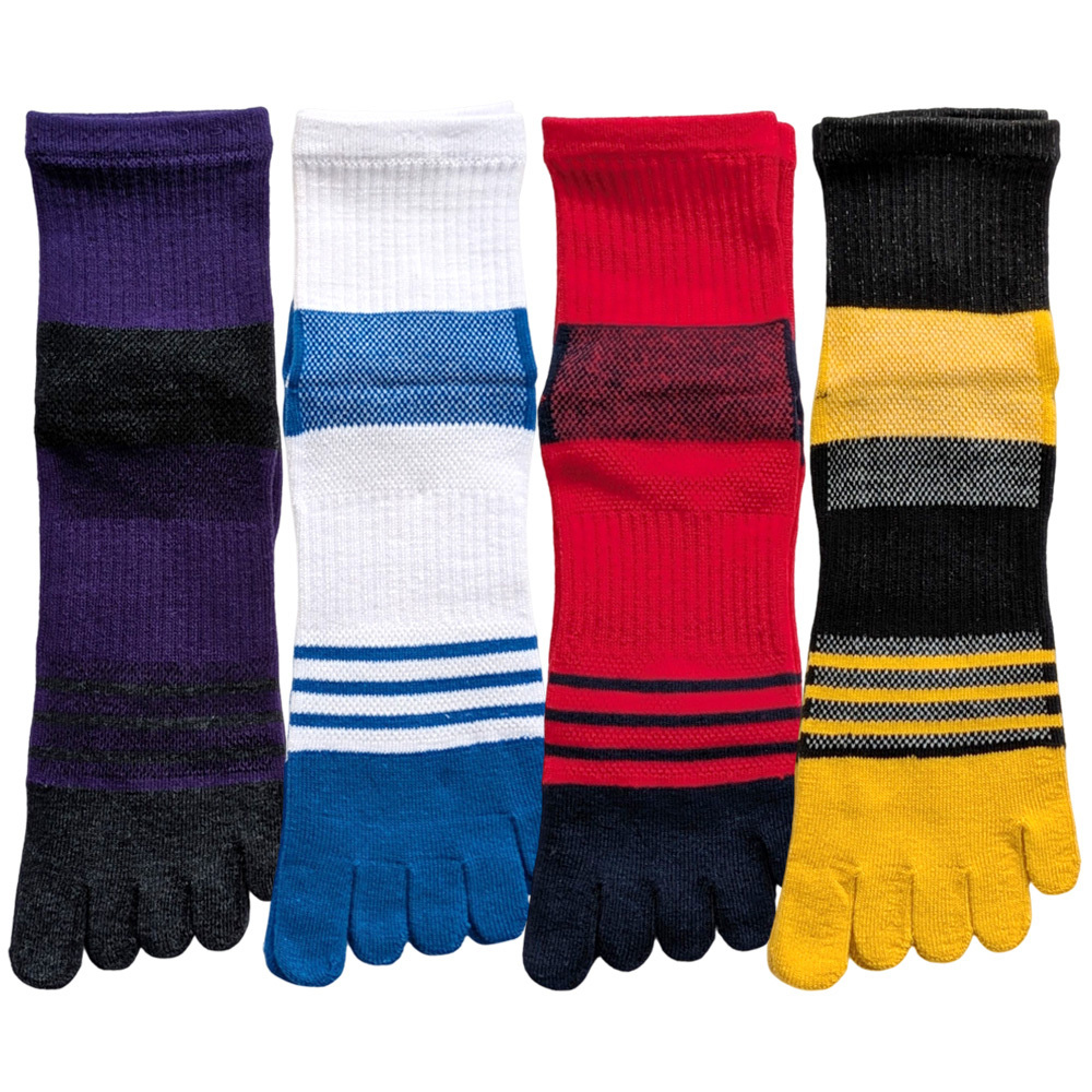 【年間定番】 紳士ミドル丈5本指ソックス　スポーツ柄E/2サイズ展開/かかと&サポート付き